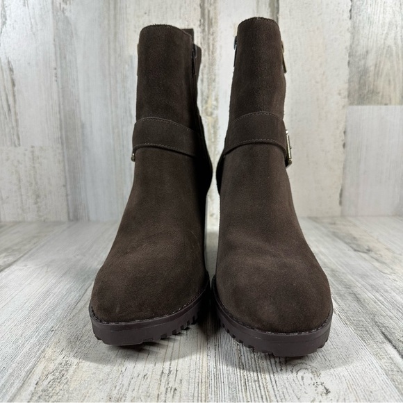 NEW Blondo Talyn Waterproof Brown Leather Block Heel Ankle Boots #1081 - Picture 8 of 12